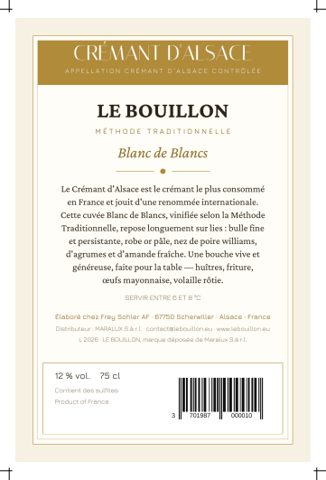 Aperçu de l'étiquette : Contre-étiquette Blanc de Blancs — verso